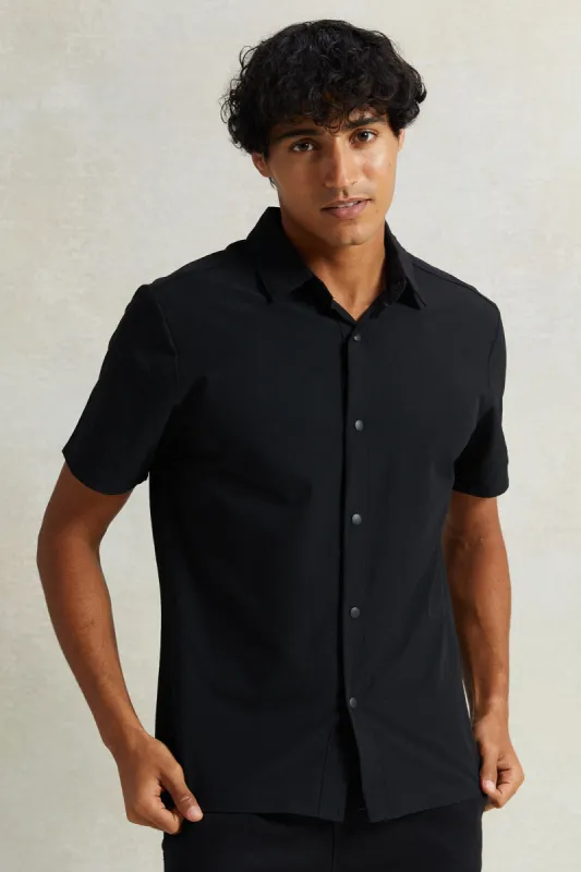 Men Black Short Sleeves Formal Shirt sold by Redtag