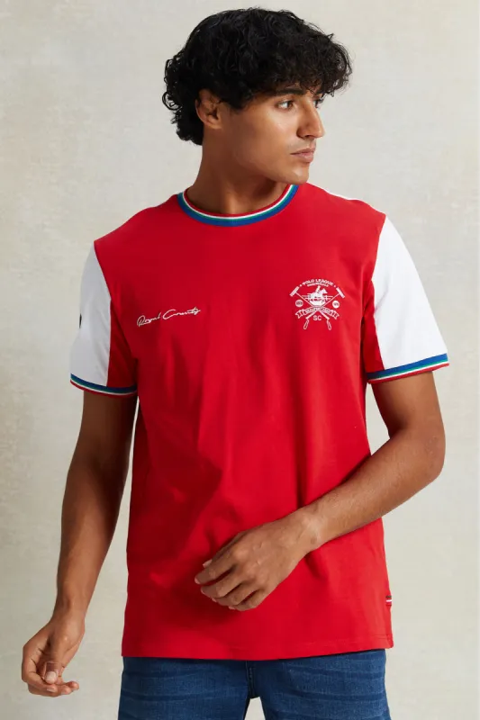 Men Red T-Shirt With Chest Logo sold by Redtag