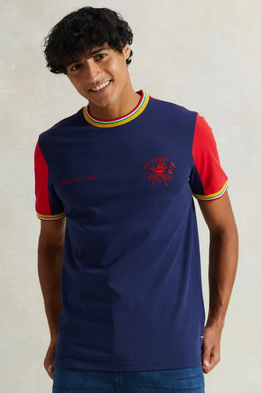 Men Navy T-Shirt With Chest Logo sold by Redtag