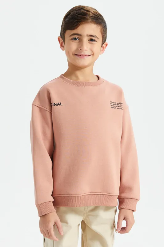 Boys Pink Drop Shoulder Bonded Sweatshirt sold by Redtag