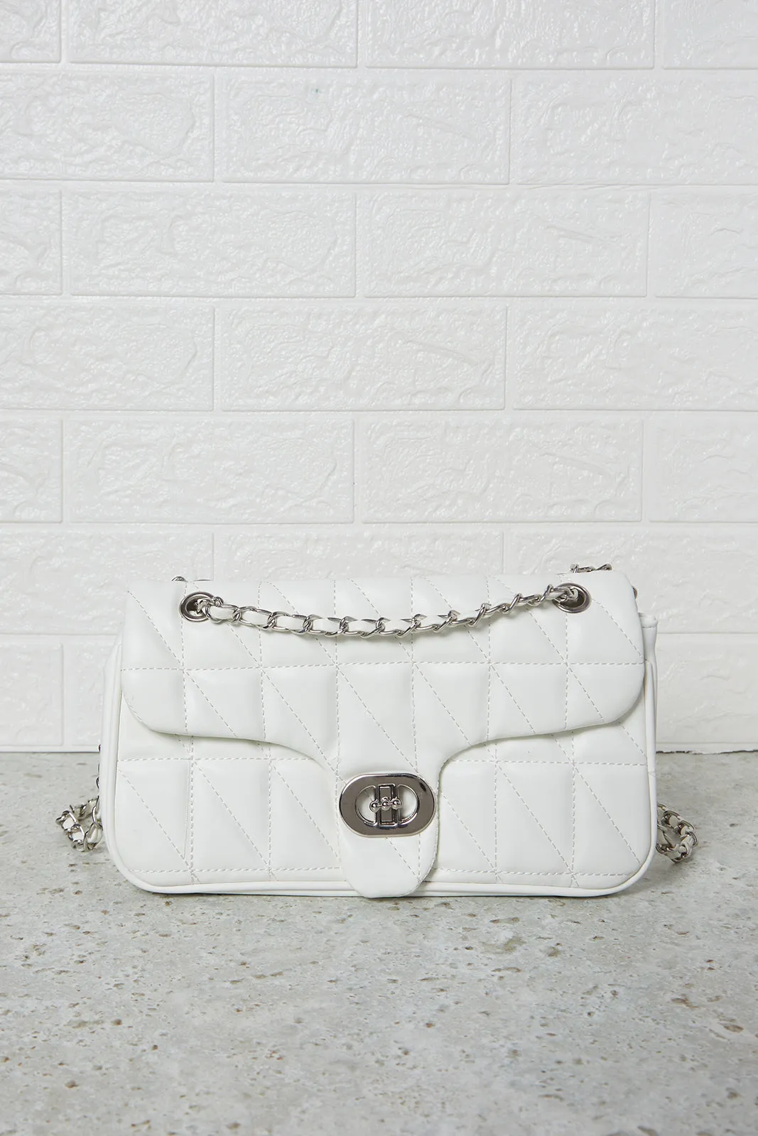 Women White Flap Messenger Bag With Embellished Chain sold by Redtag