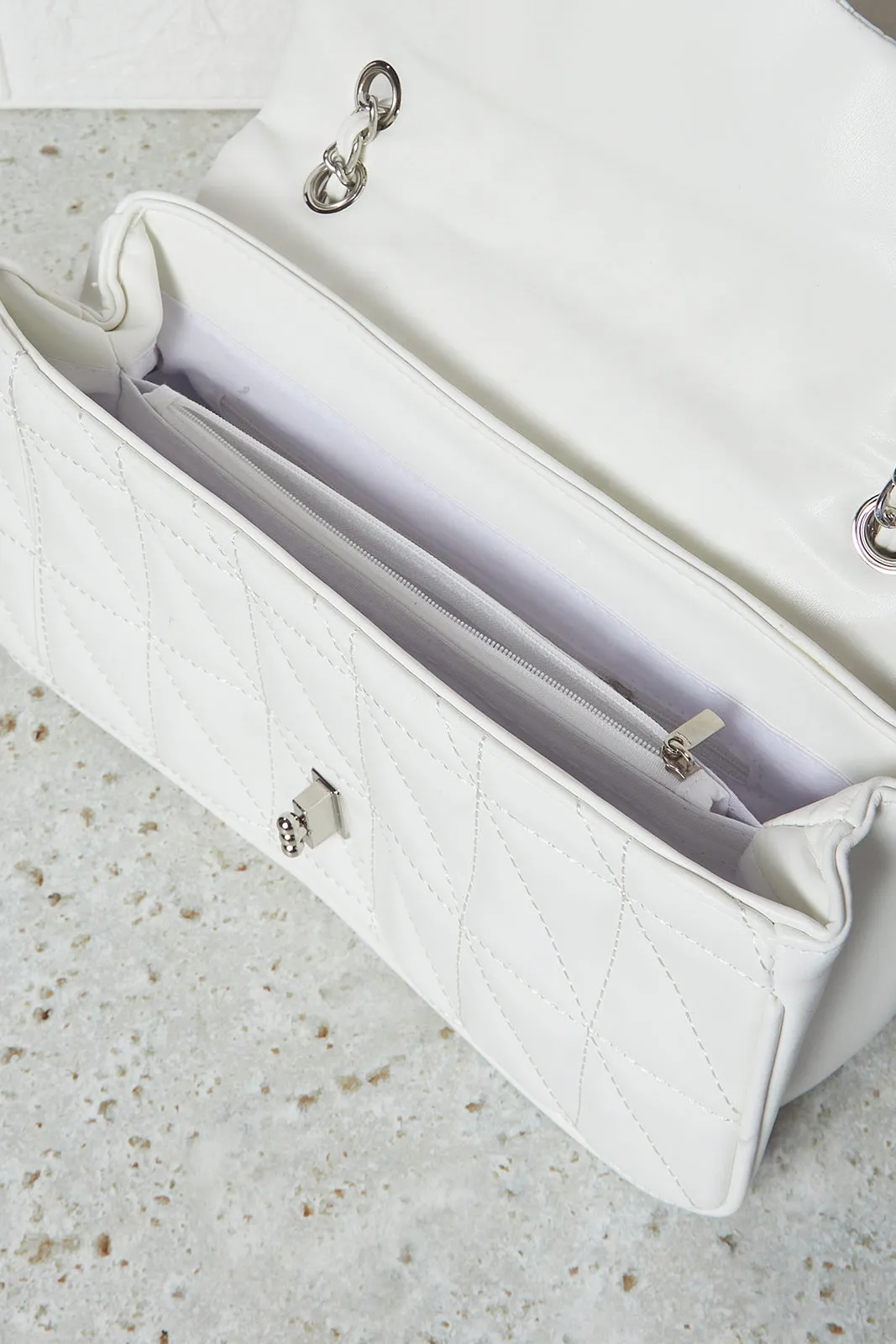 Women White Flap Messenger Bag With Embellished Chain sold by Redtag product image thumbnail 4