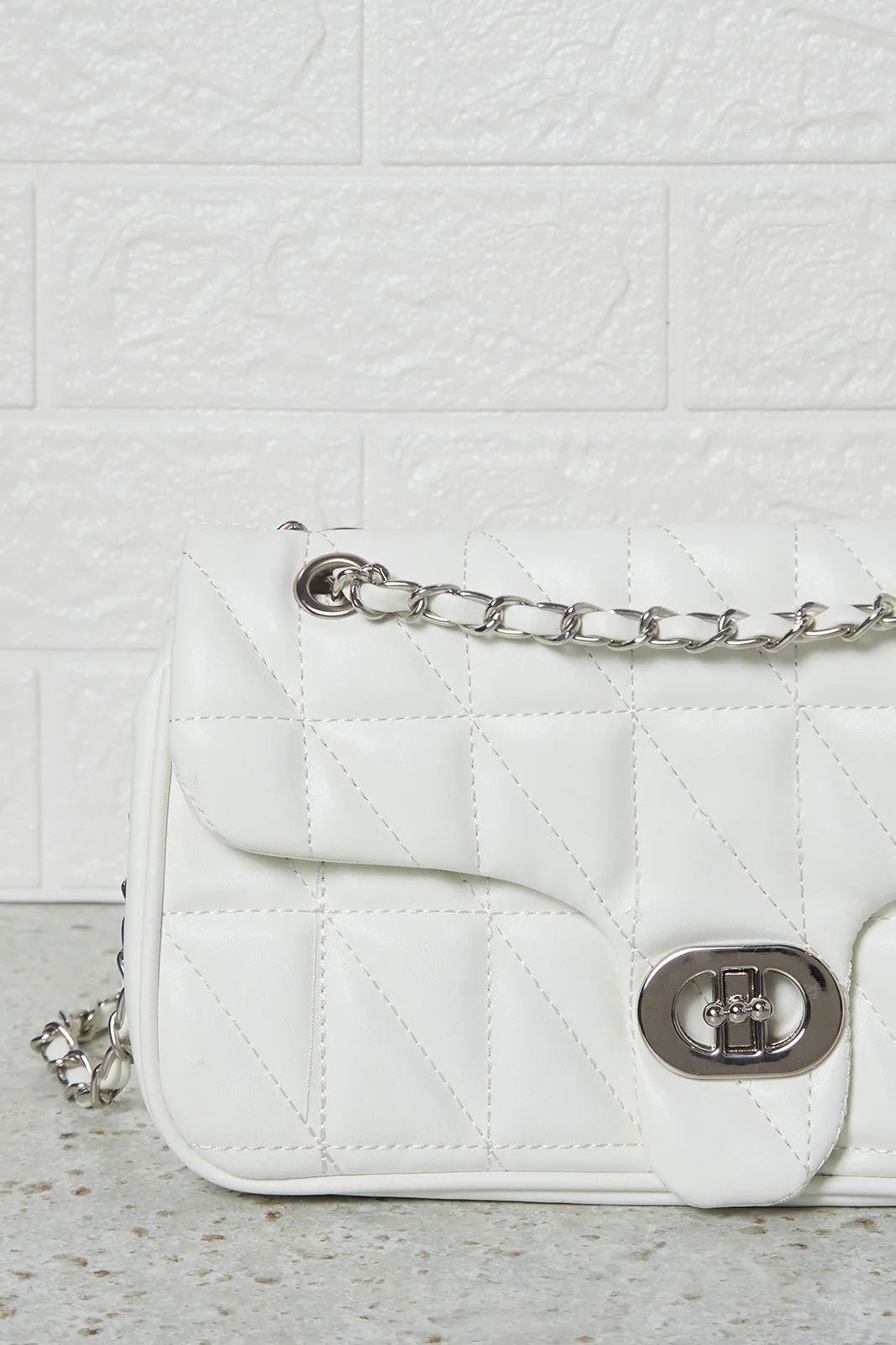 Women White Flap Messenger Bag With Embellished Chain sold by Redtag product image thumbnail 3