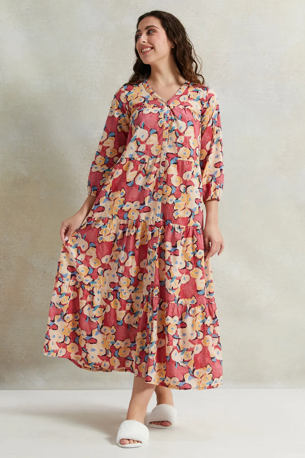 Women Pink Tier Embroidery Nightgown sold by Redtag product image thumbnail 4