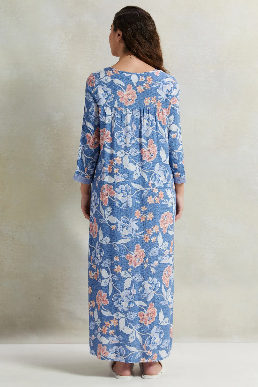 Women Blue Long Sleeved Nightgown sold by Redtag product image thumbnail 3