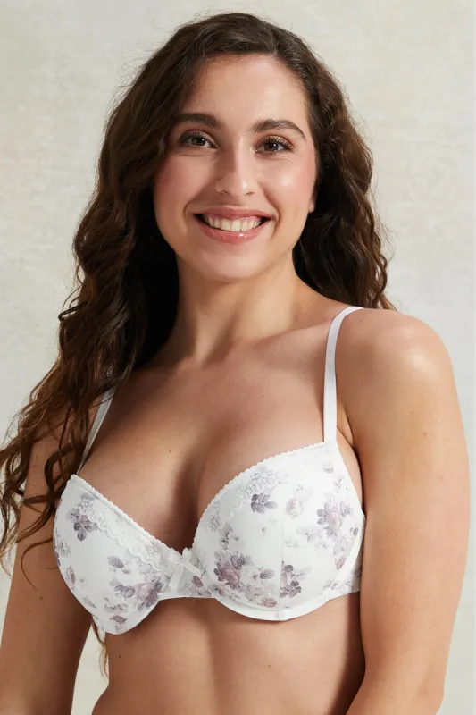 Women Brown And White Floral Push Up Bra (Pack of 2) sold by Redtag