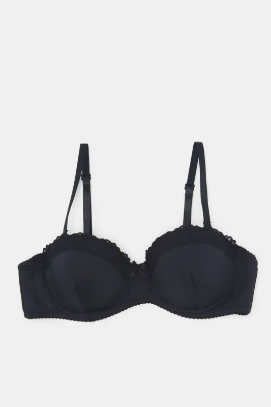 Women Gold And Black Print And Solid Balconette Bra (Pack of 2) sold by Redtag