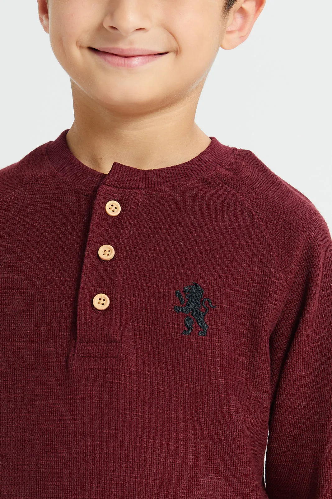 Boys Burgundy Embroidered T-Shirt sold by Redtag product image thumbnail 4