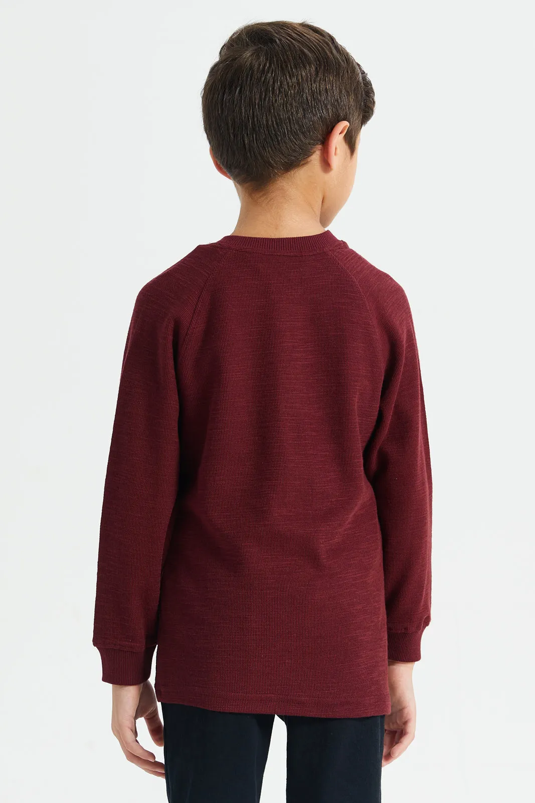 Boys Burgundy Embroidered T-Shirt sold by Redtag product image thumbnail 3