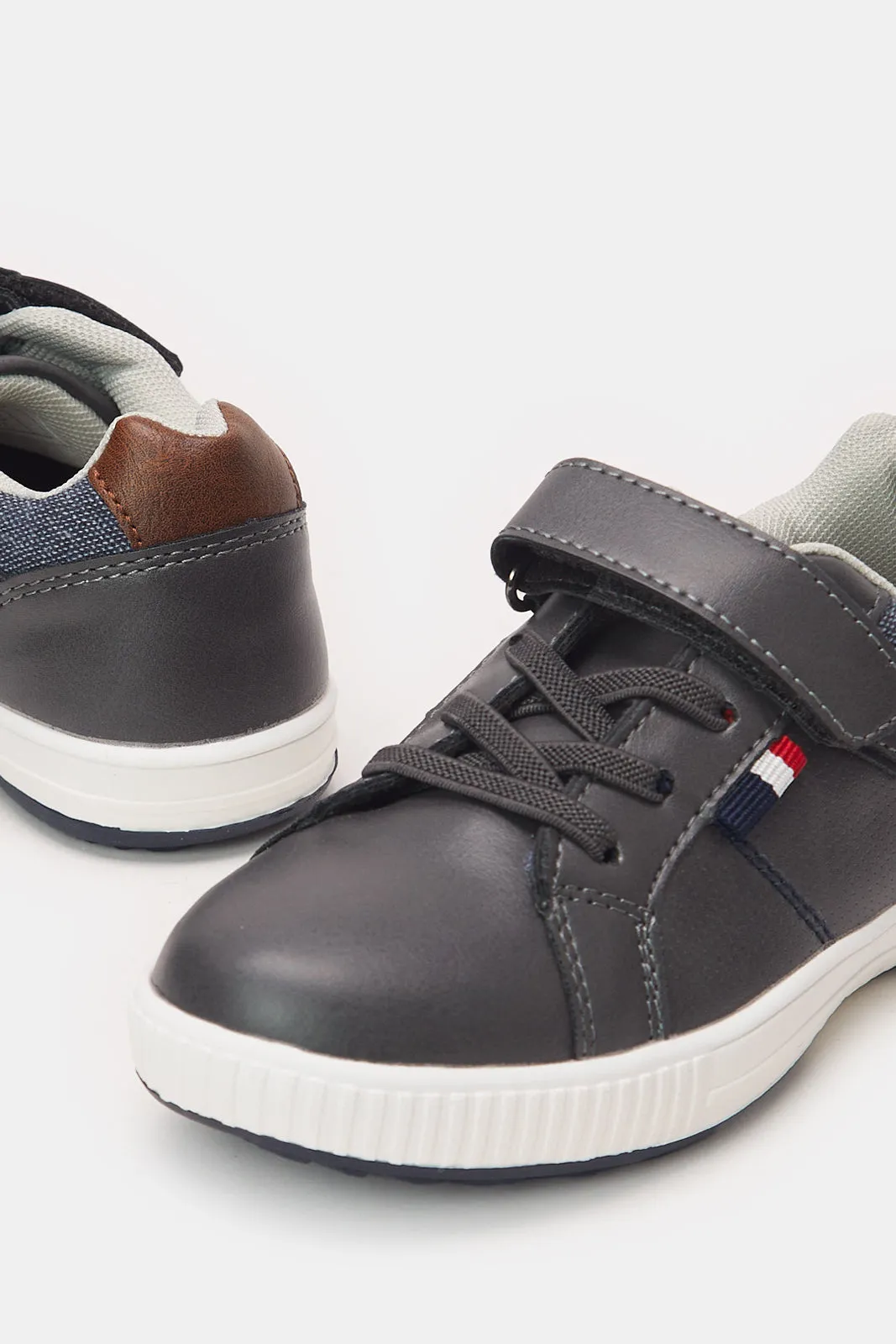 Boys Charcoal Material Block Sneakers sold by Redtag product image thumbnail 3