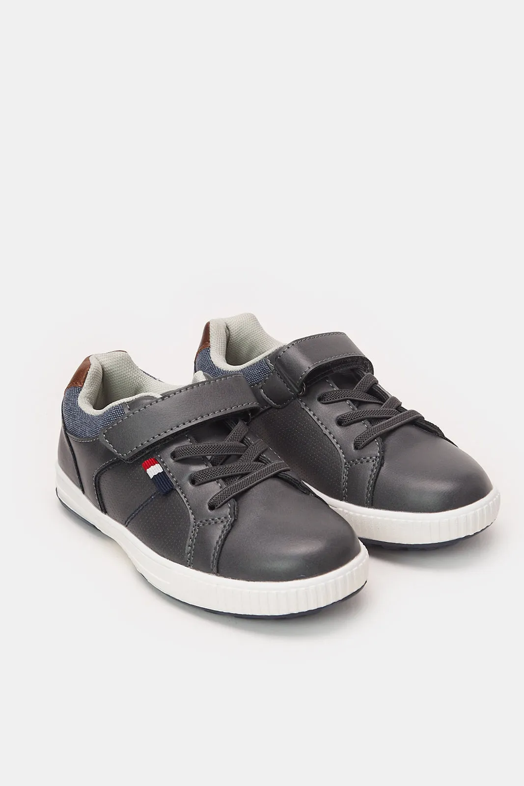 Boys Charcoal Material Block Sneakers sold by Redtag product image thumbnail 2