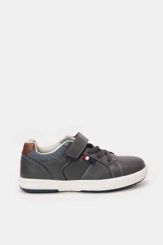 Boys Charcoal Material Block Sneakers sold by Redtag