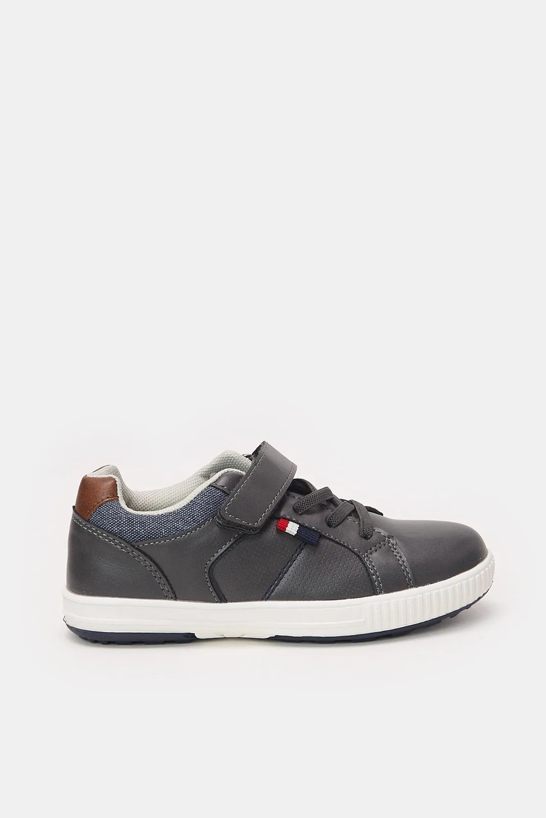 Boys Charcoal Material Block Sneakers sold by Redtag