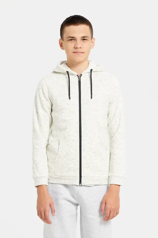 Senior Boys Grey Zipthru Hooded Sweatshirt sold by Redtag