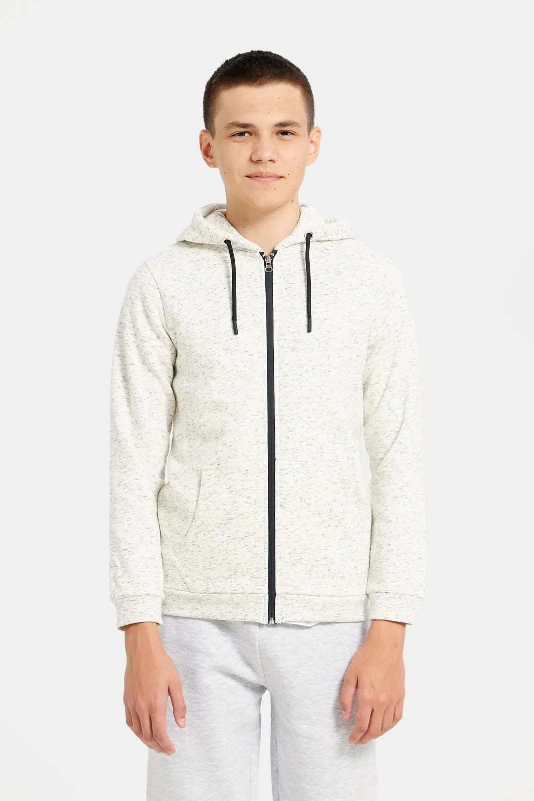Senior Boys Grey Zipthru Hooded Sweatshirt sold by Redtag