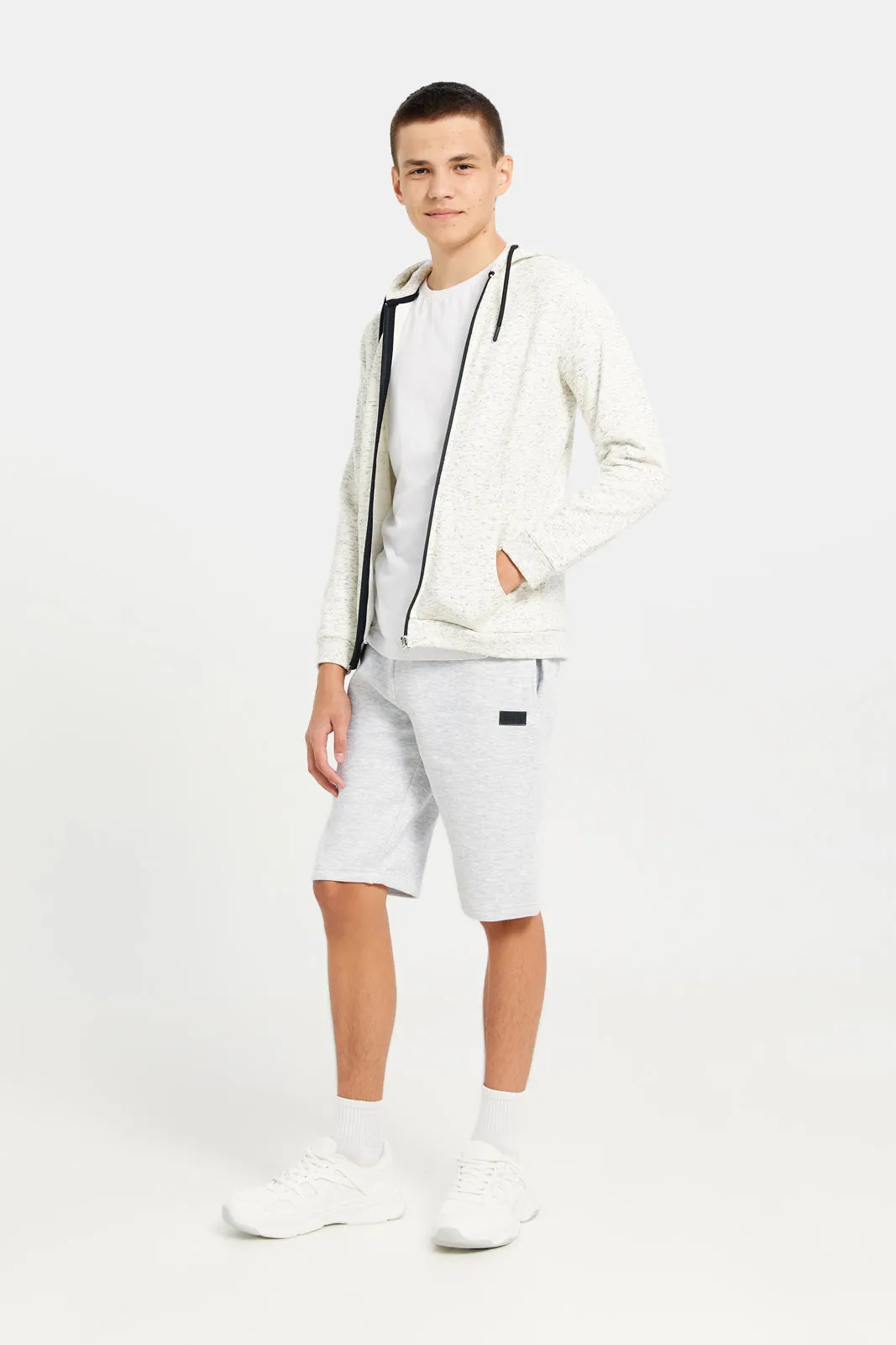 Senior Boys Grey Zipthru Hooded Sweatshirt sold by Redtag product image thumbnail 2