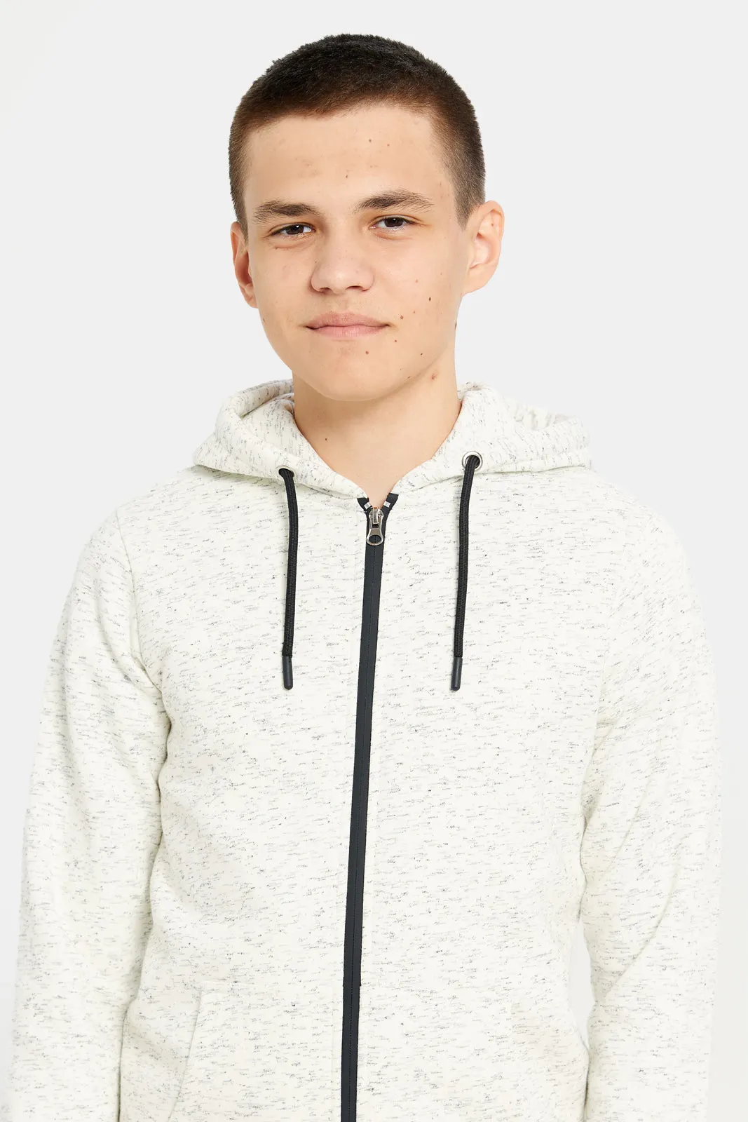 Senior Boys Grey Zipthru Hooded Sweatshirt sold by Redtag product image thumbnail 4