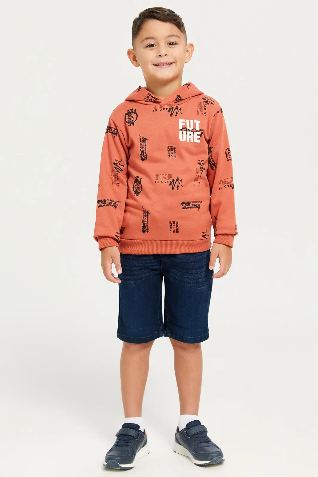 Boys Beige Print Hooded Sweatshirt sold by Redtag product image thumbnail 2