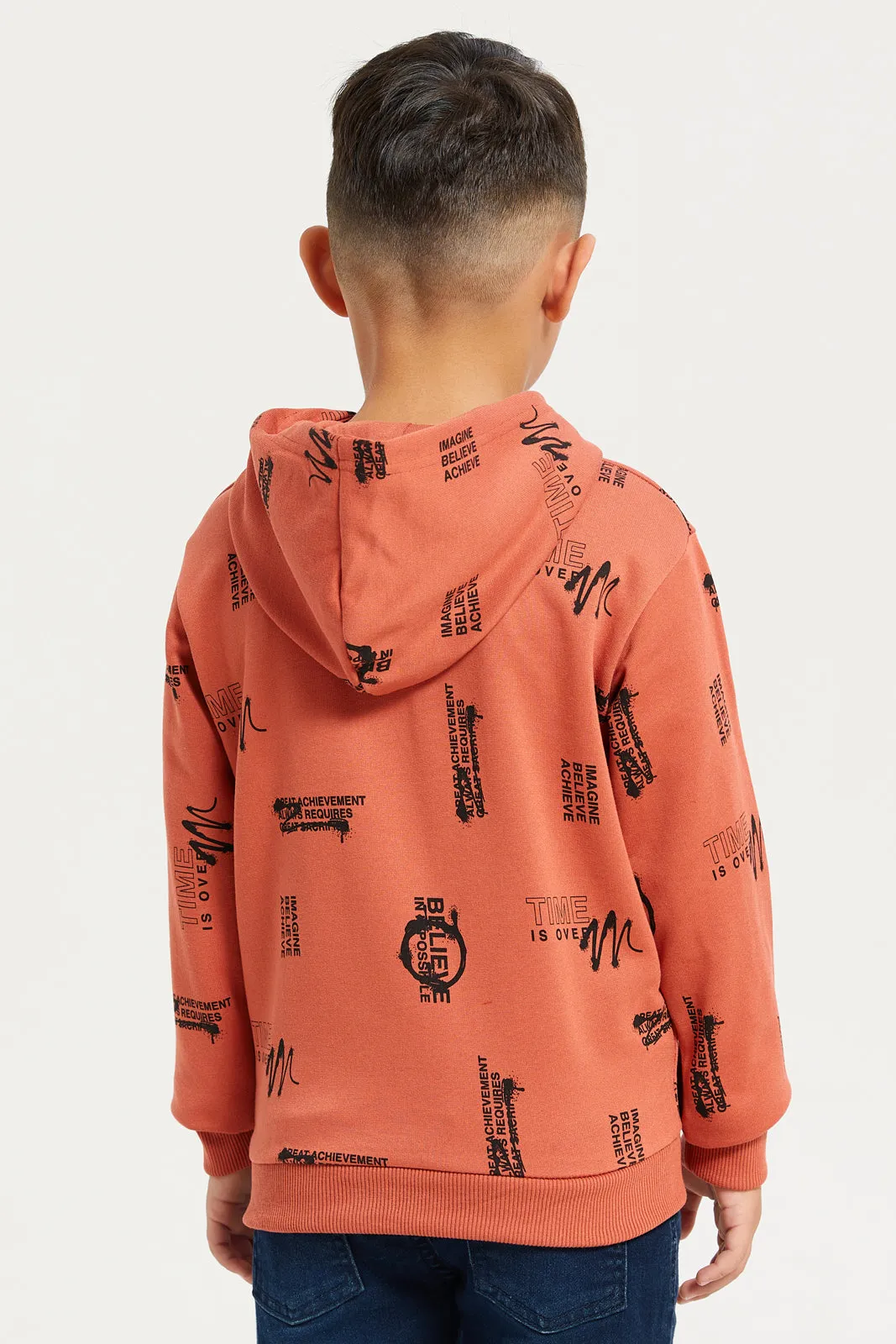 Boys Beige Print Hooded Sweatshirt sold by Redtag product image thumbnail 3