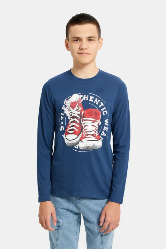 Senior Boys Blue Graphic T-Shirt sold by Redtag