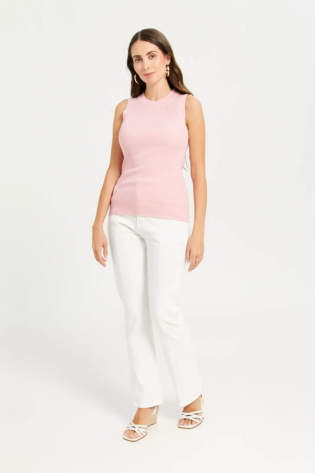 Women Pink High Neck Sleeveless Pullover sold by Redtag product image thumbnail 2