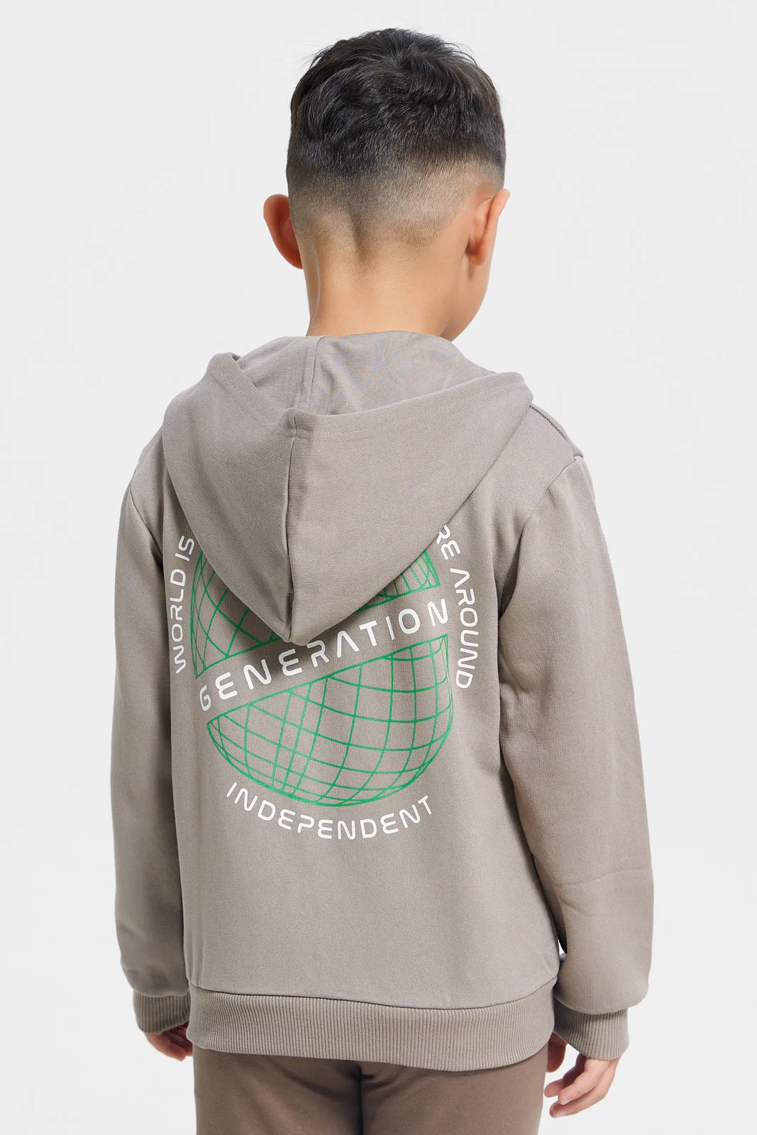Boys Grey Hooded Sweatshirt sold by Redtag product image thumbnail 3