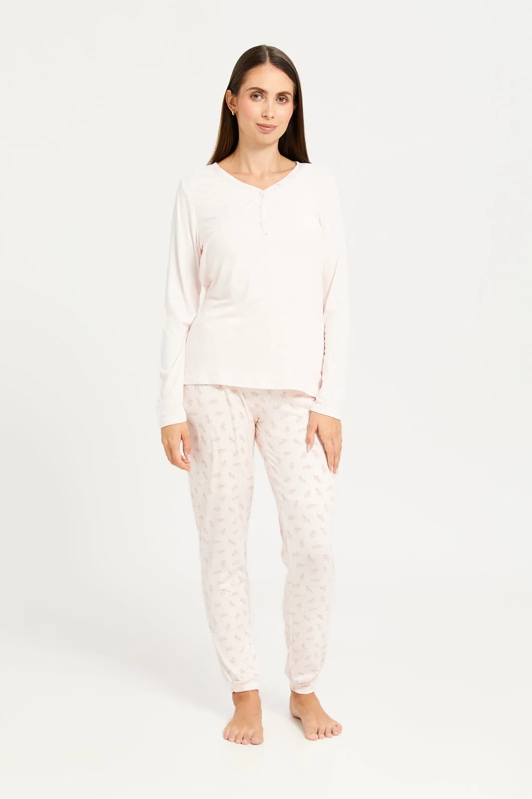 Women Pink Printed Pyjama Set (2 Piece) sold by Redtag