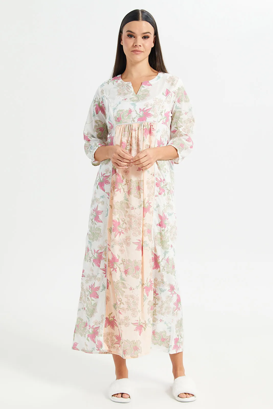 Women White Front Border Print Nightgown sold by Redtag product image thumbnail 4