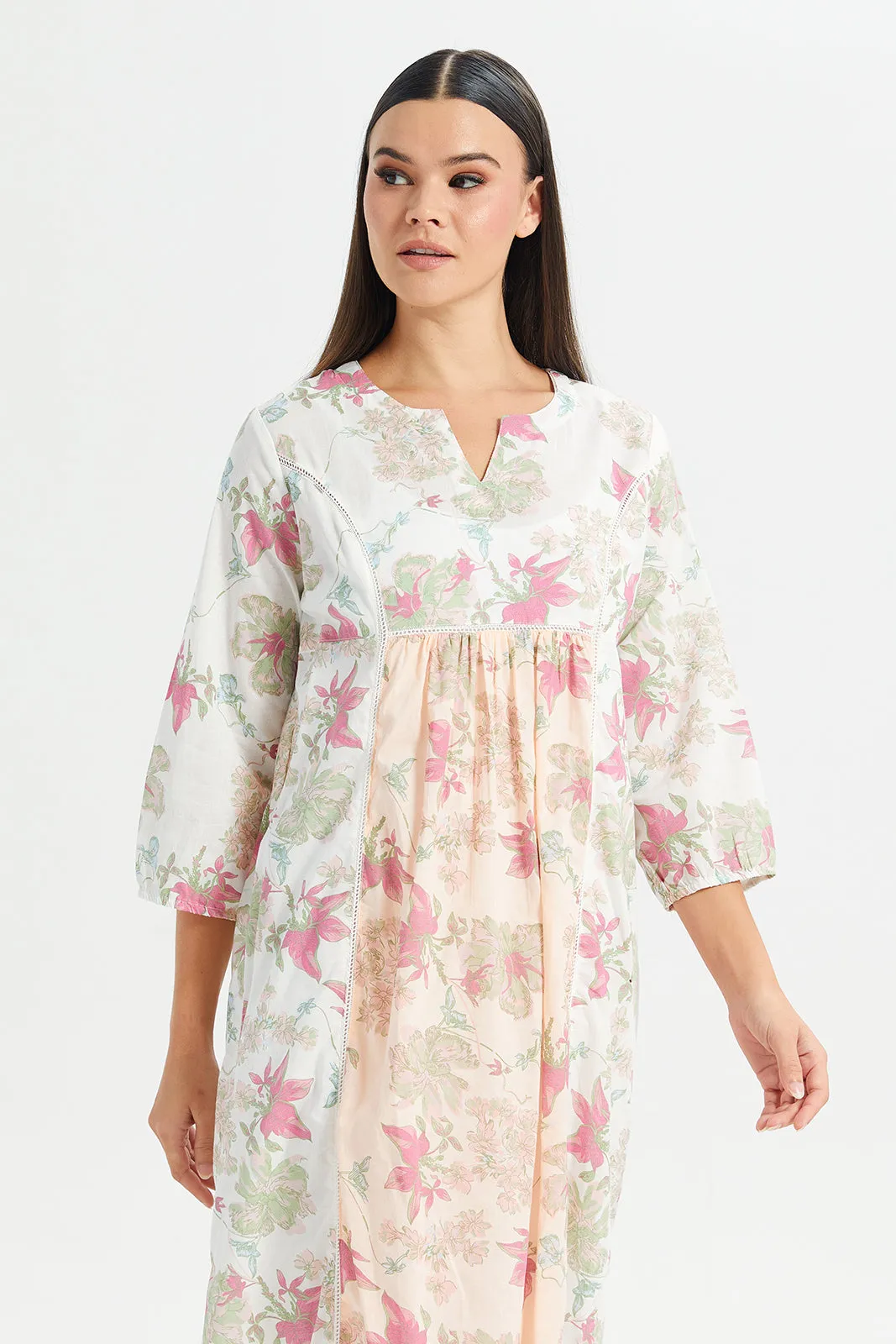 Women White Front Border Print Nightgown sold by Redtag product image thumbnail 2