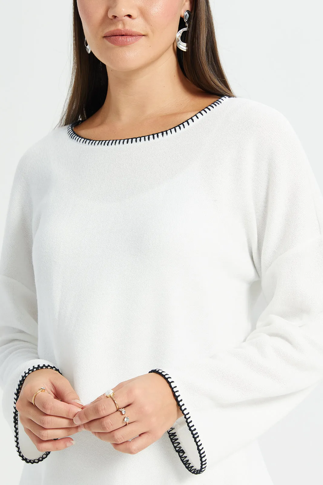 Women Ivory Embellished Contrast Blouse sold by Redtag product image thumbnail 4