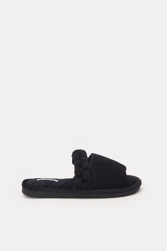 Women Black Plait Slipper sold by Redtag