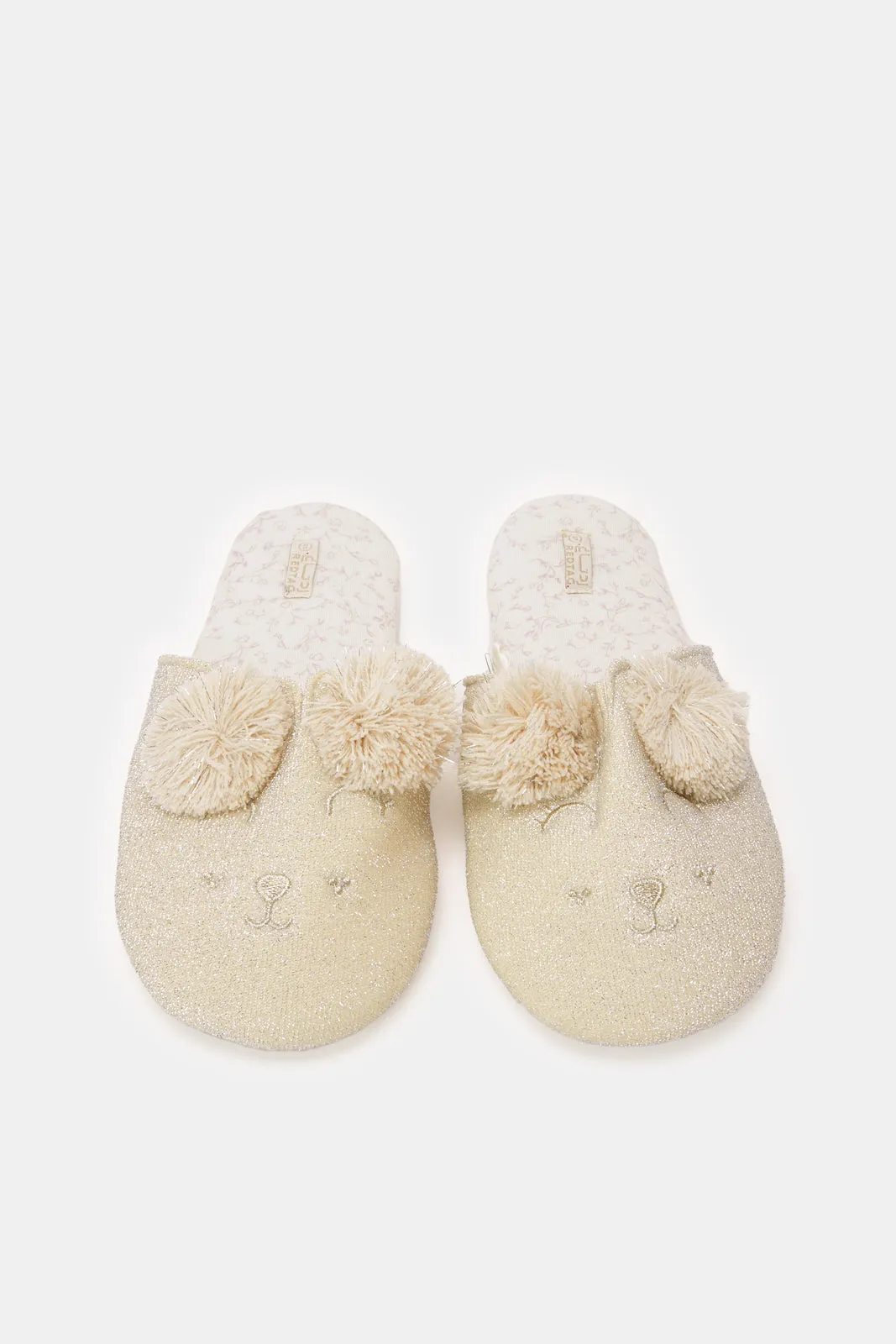 Women Beige Closed Toe Pom Pom Slippers sold by Redtag product image thumbnail 2