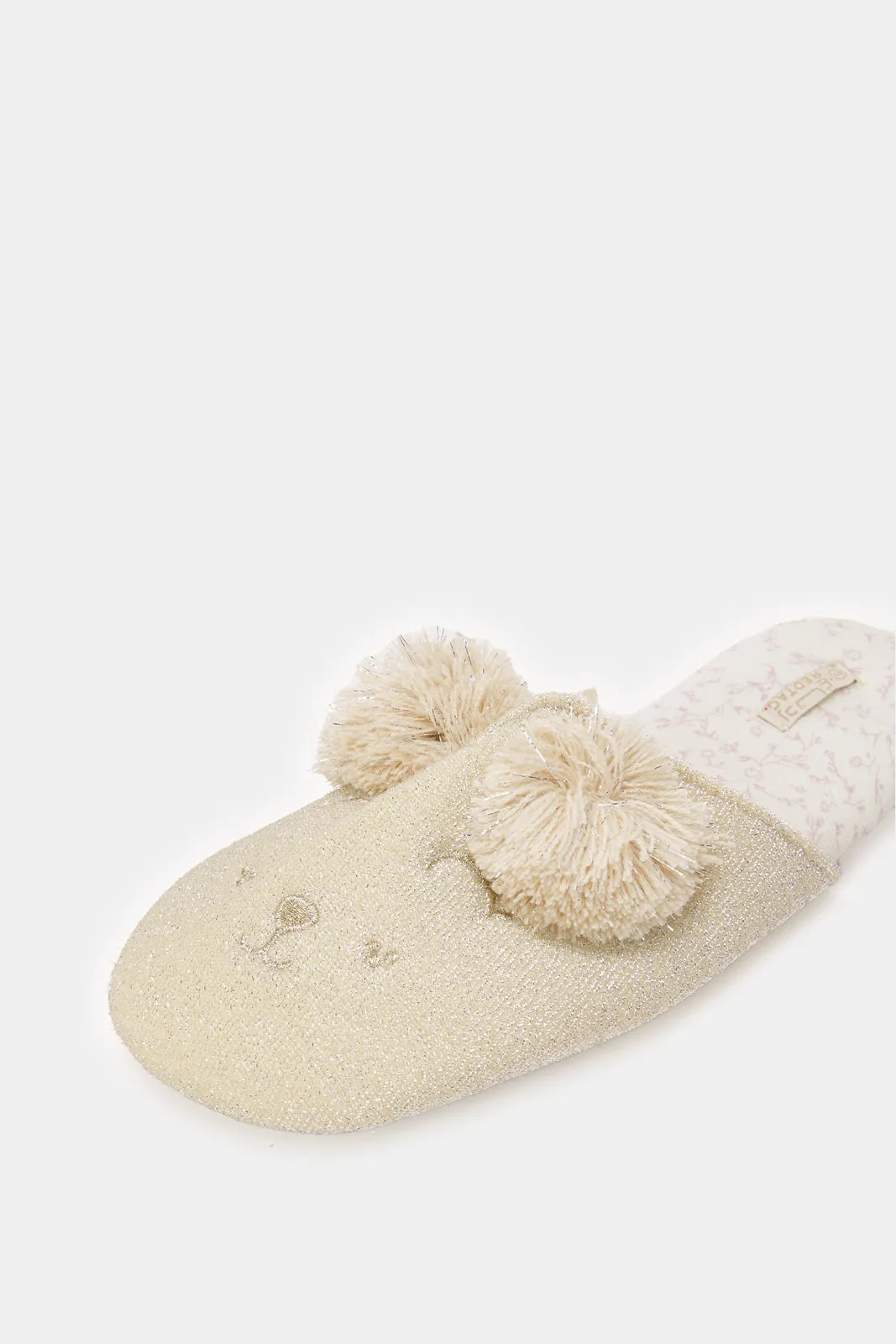 Women Beige Closed Toe Pom Pom Slippers sold by Redtag product image thumbnail 3