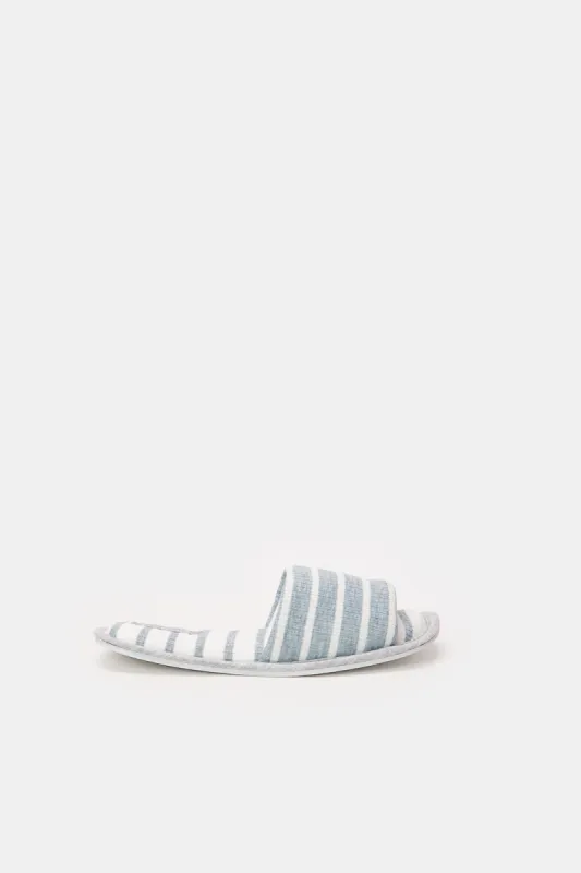 Women Grey And White Stripe Slipper sold by Redtag