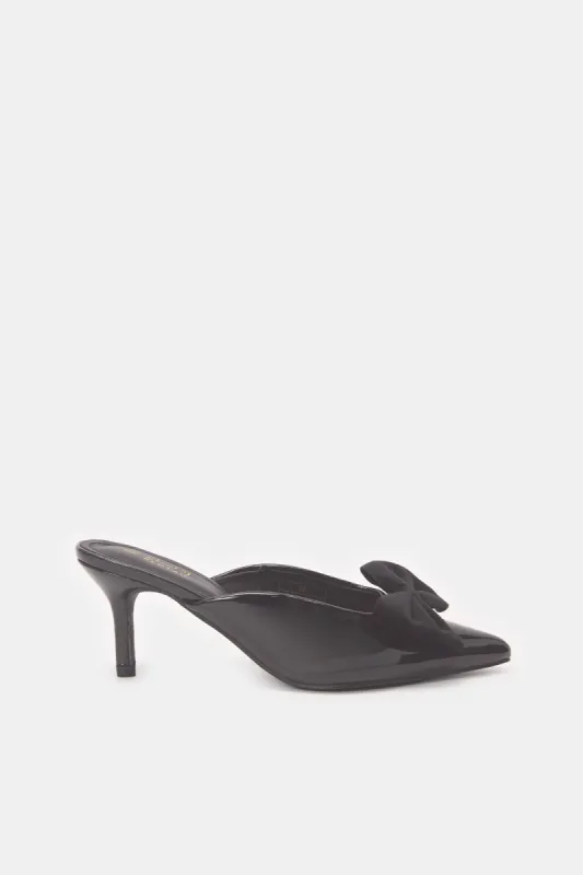 Women Black Velvet Bow Mule sold by Redtag