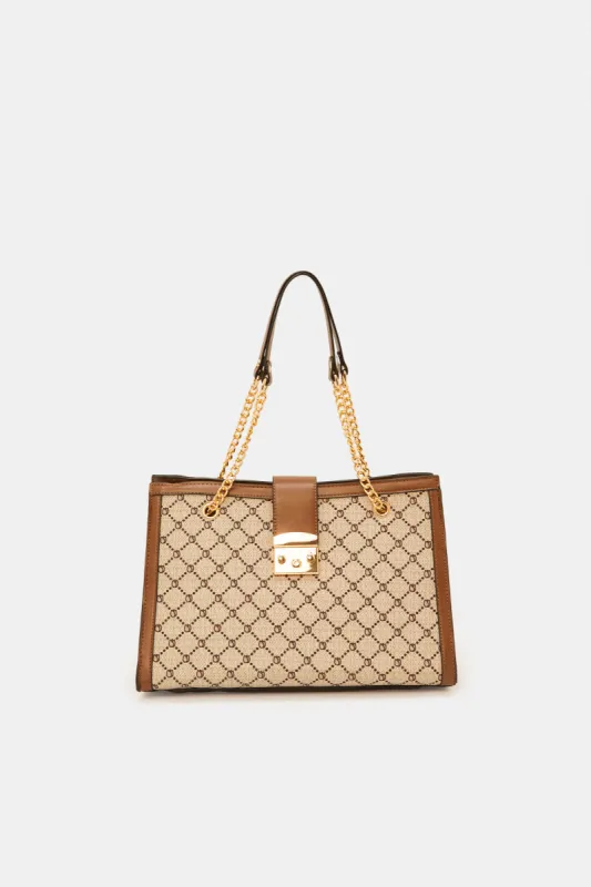 Women Beige Printed Handbag sold by Redtag
