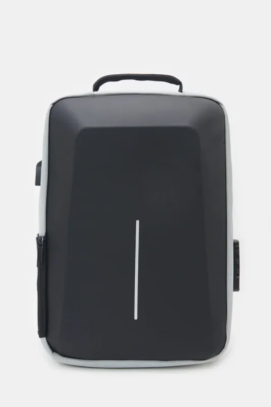 Men Black & Grey Backpack With Lock sold by Redtag