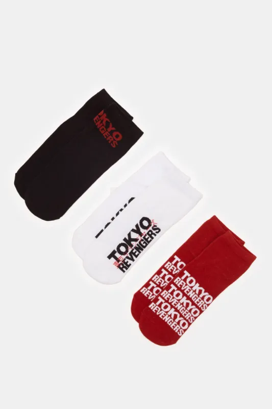 Senior Boys Assorted Printed Ankle Socks Set (3 Pairs) sold by Redtag