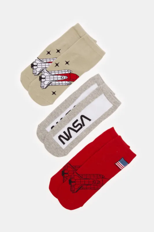 Senior Boys Assorted Nasa Ankle Socks Set (3 Pairs) sold by Redtag