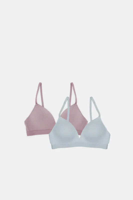 Women Lilac And Ivory Non Wired Bra Set (Pack of 2) sold by Redtag