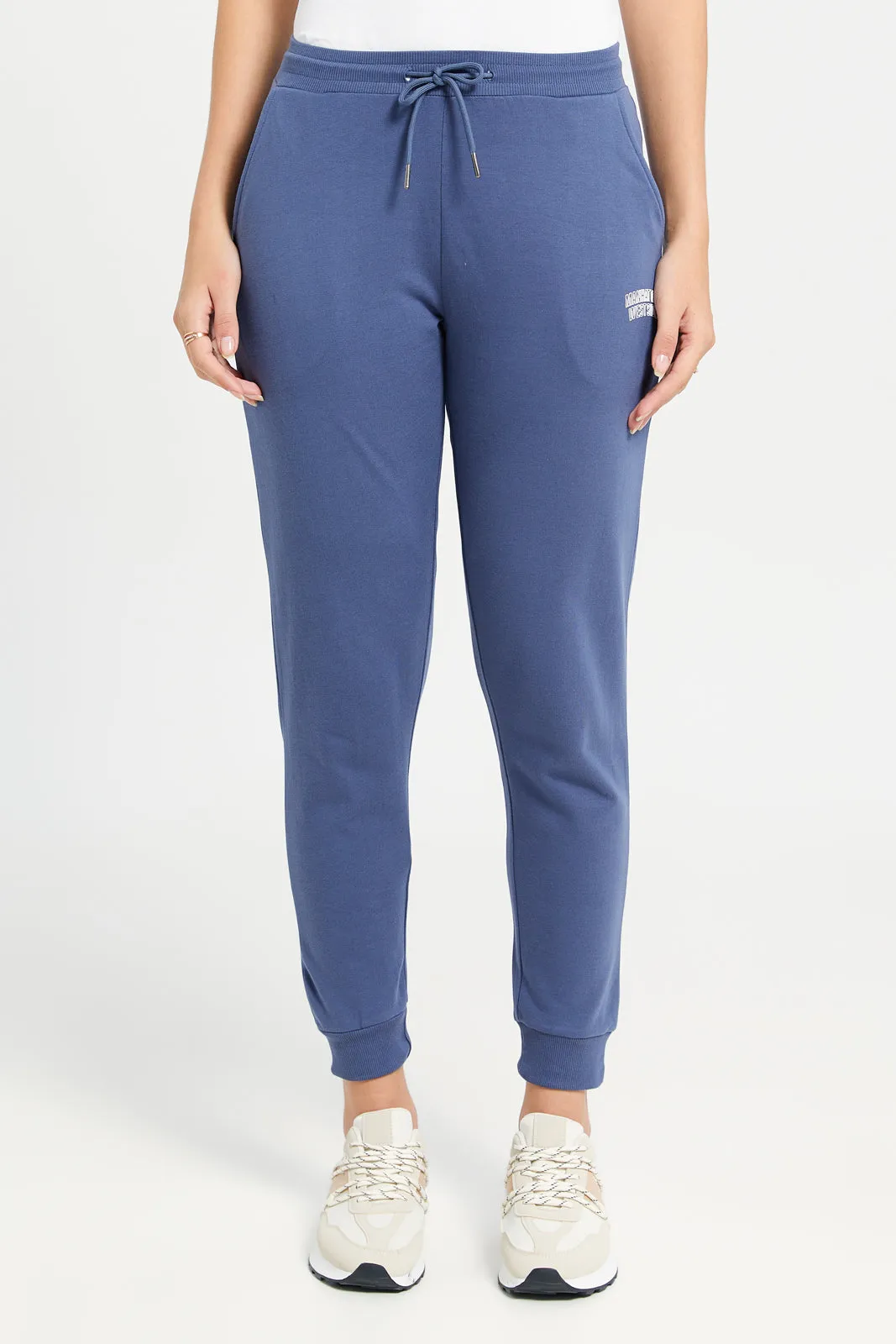 Women Blue Printed Jogger Pants sold by Redtag