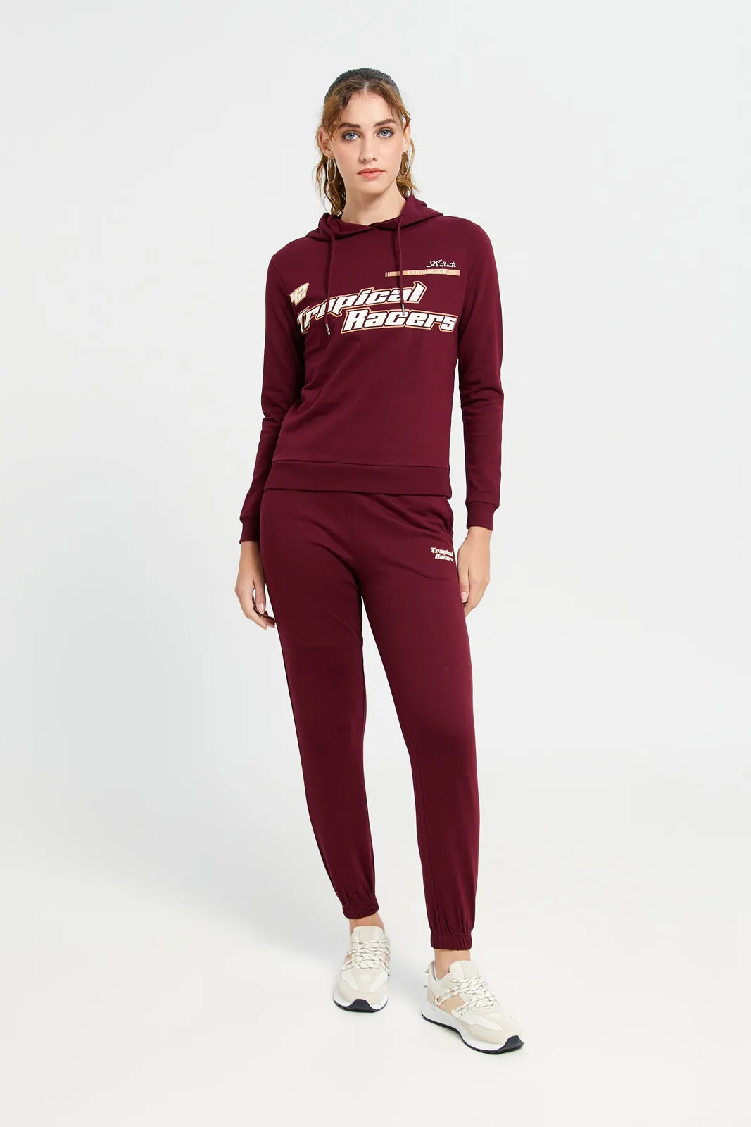 Women Burgundy Printed Active Sweatshirt sold by Redtag product image thumbnail 2