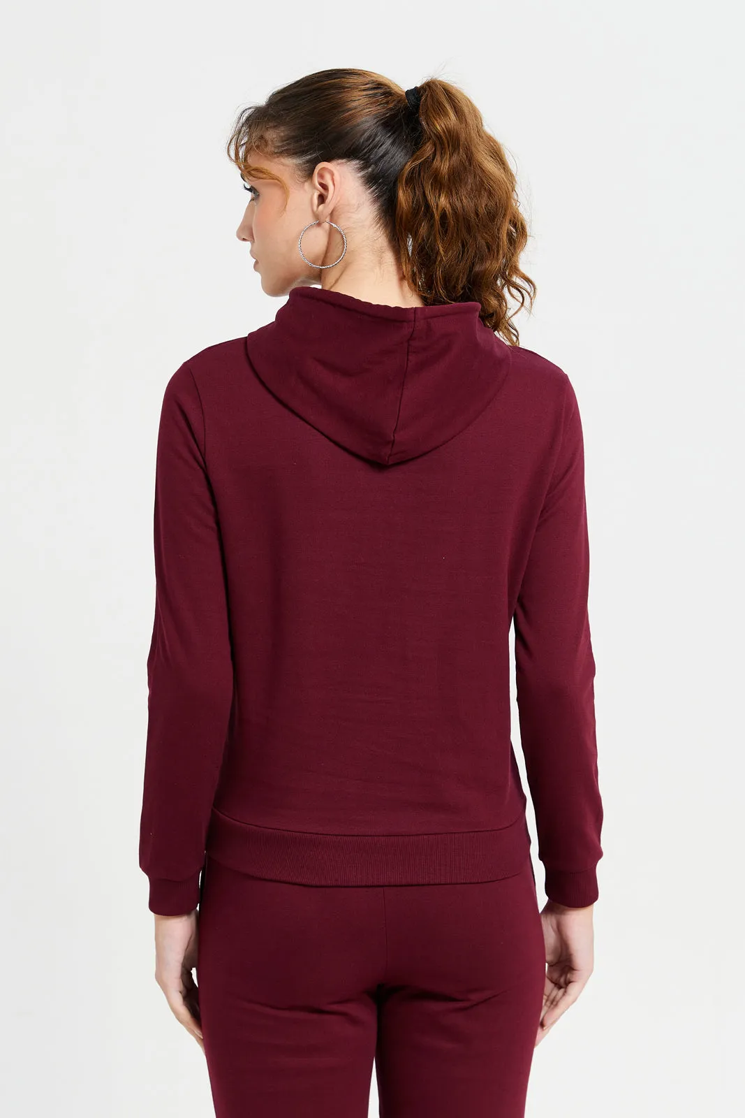 Women Burgundy Printed Active Sweatshirt sold by Redtag product image thumbnail 3