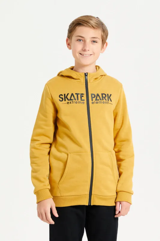 Senior Boys Mustard Hooded Sweatshirt sold by Redtag