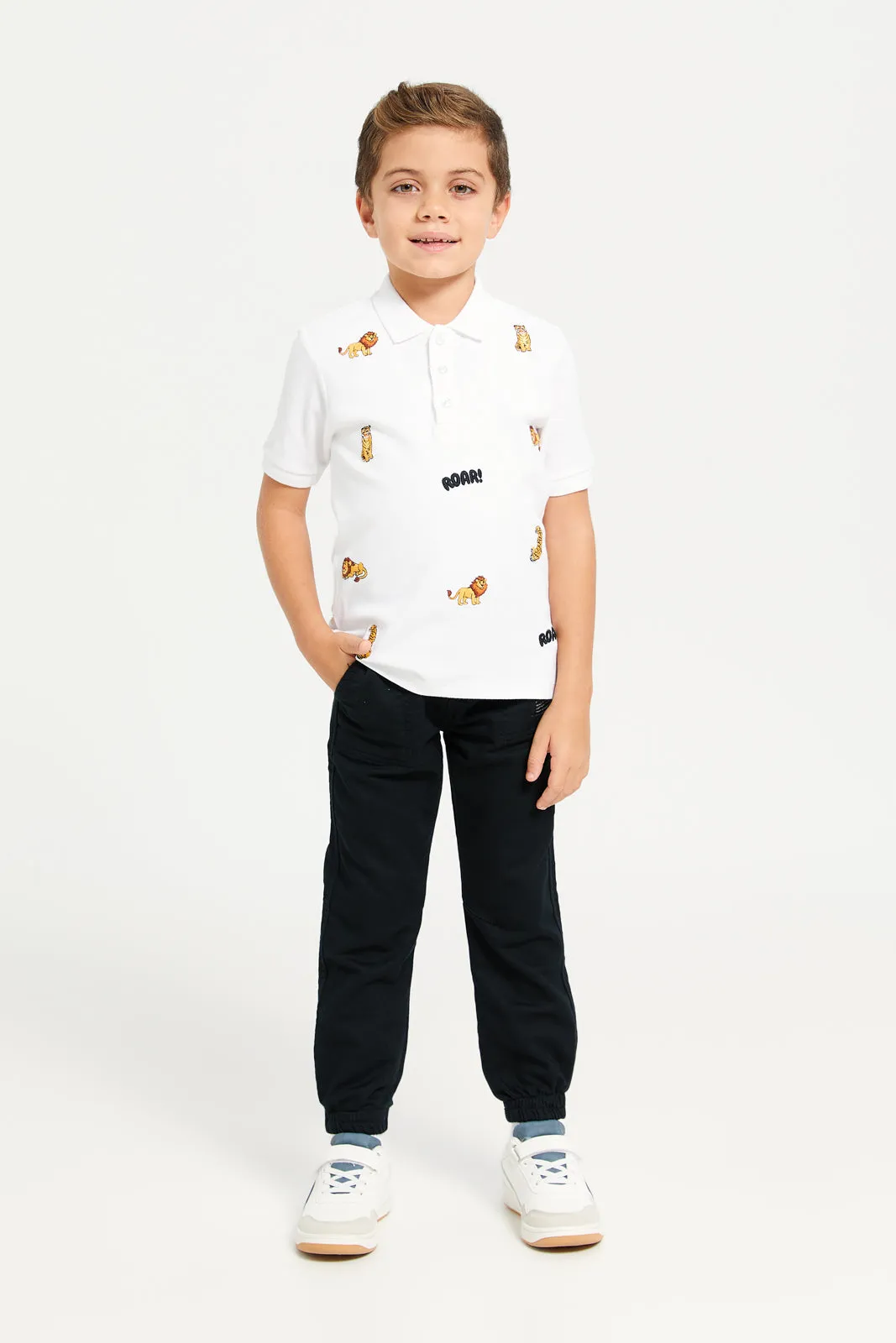 Boys White Embroidered Polo T-Shirt sold by Redtag product image thumbnail 2