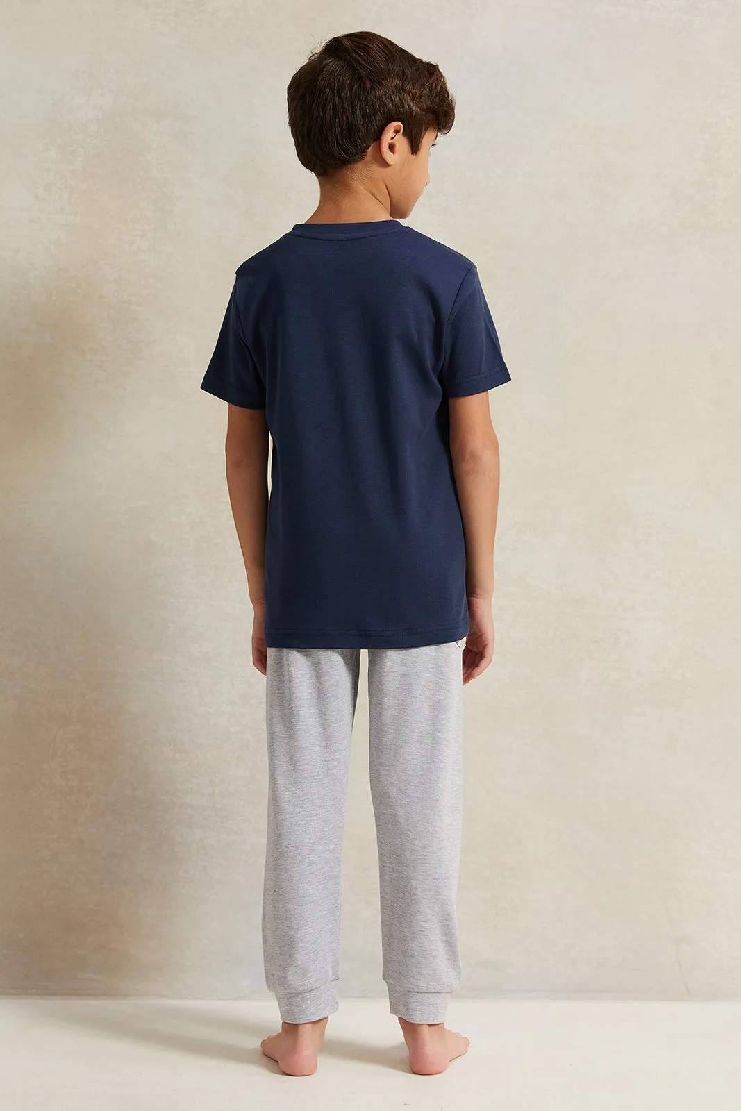 Boys Navy And Grey Printed Pyjama Set (2 Piece) sold by Redtag product image thumbnail 4