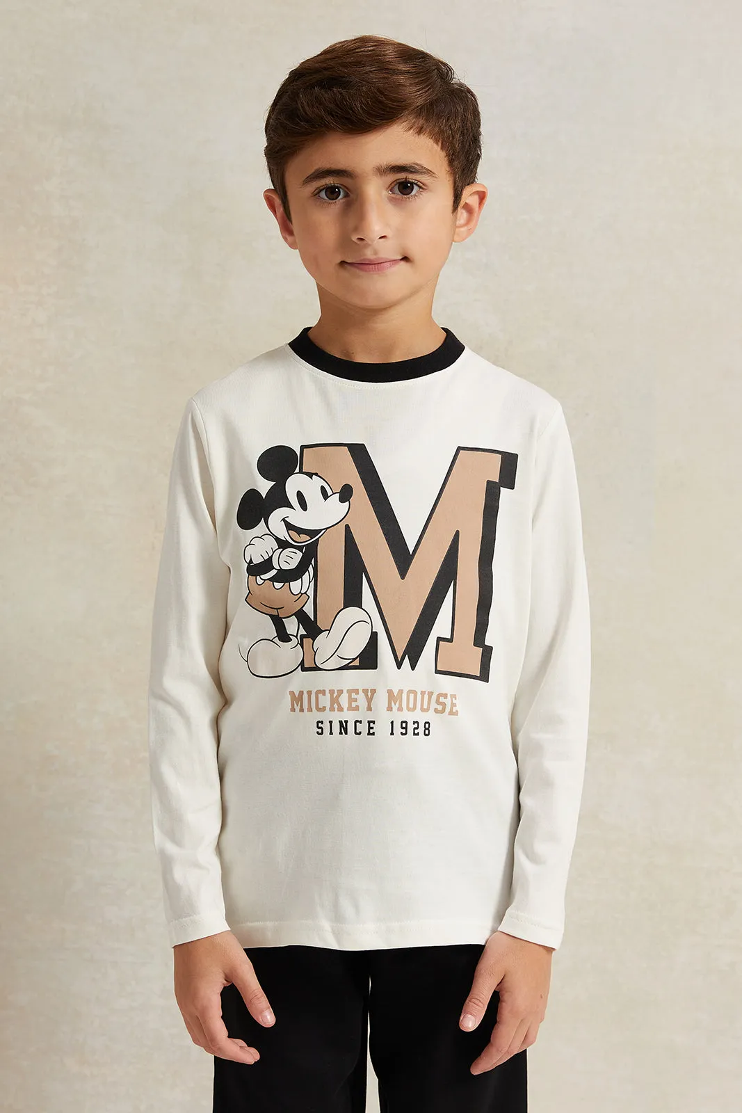 Boys White And Black Mickey Printed Pyjama Set (2 Piece) sold by Redtag product image thumbnail 2