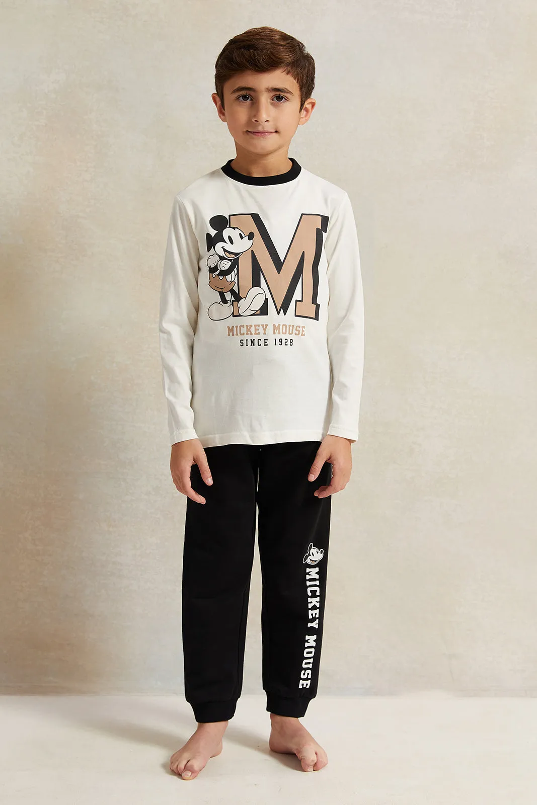 Boys White And Black Mickey Printed Pyjama Set (2 Piece) sold by Redtag