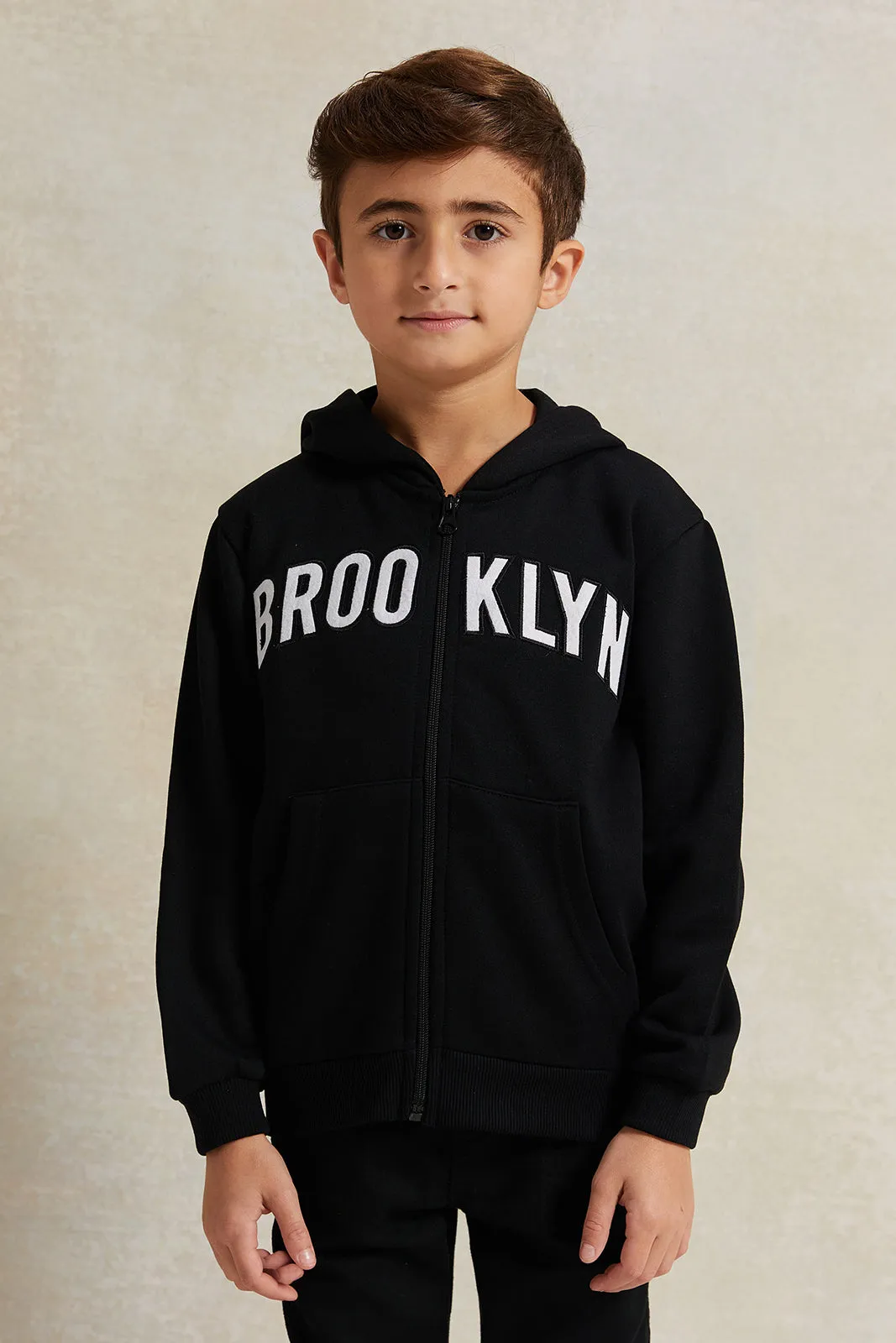 Boys Black Hooded Kangaroo Pocket Sweatshirt sold by Redtag
