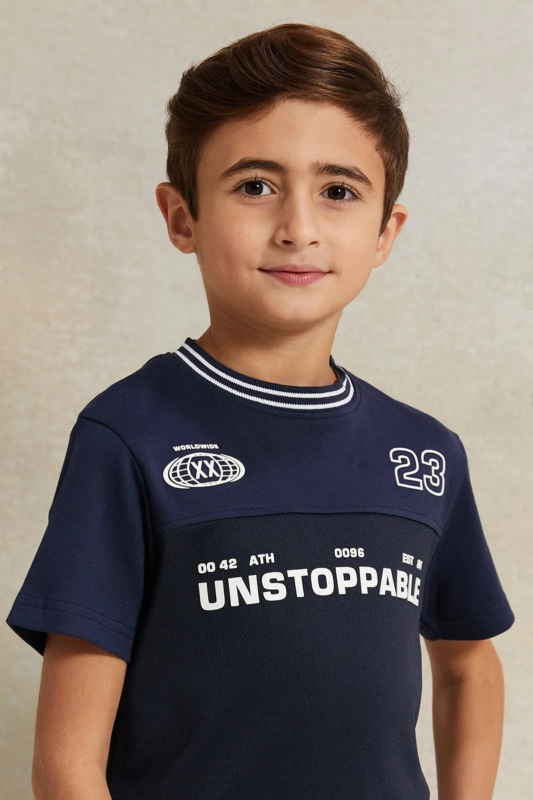 Boys Navy Unstoppable Printed T-Shirt sold by Redtag product image thumbnail 4
